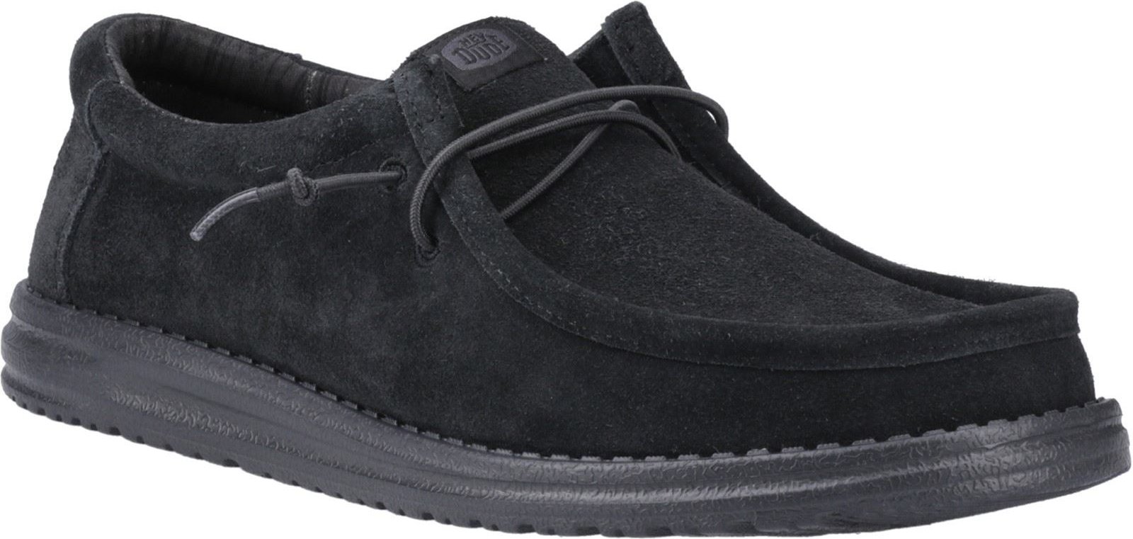 HEYDUDE Wally Suede Wildleder Herren Schwarz Bootsschuhe