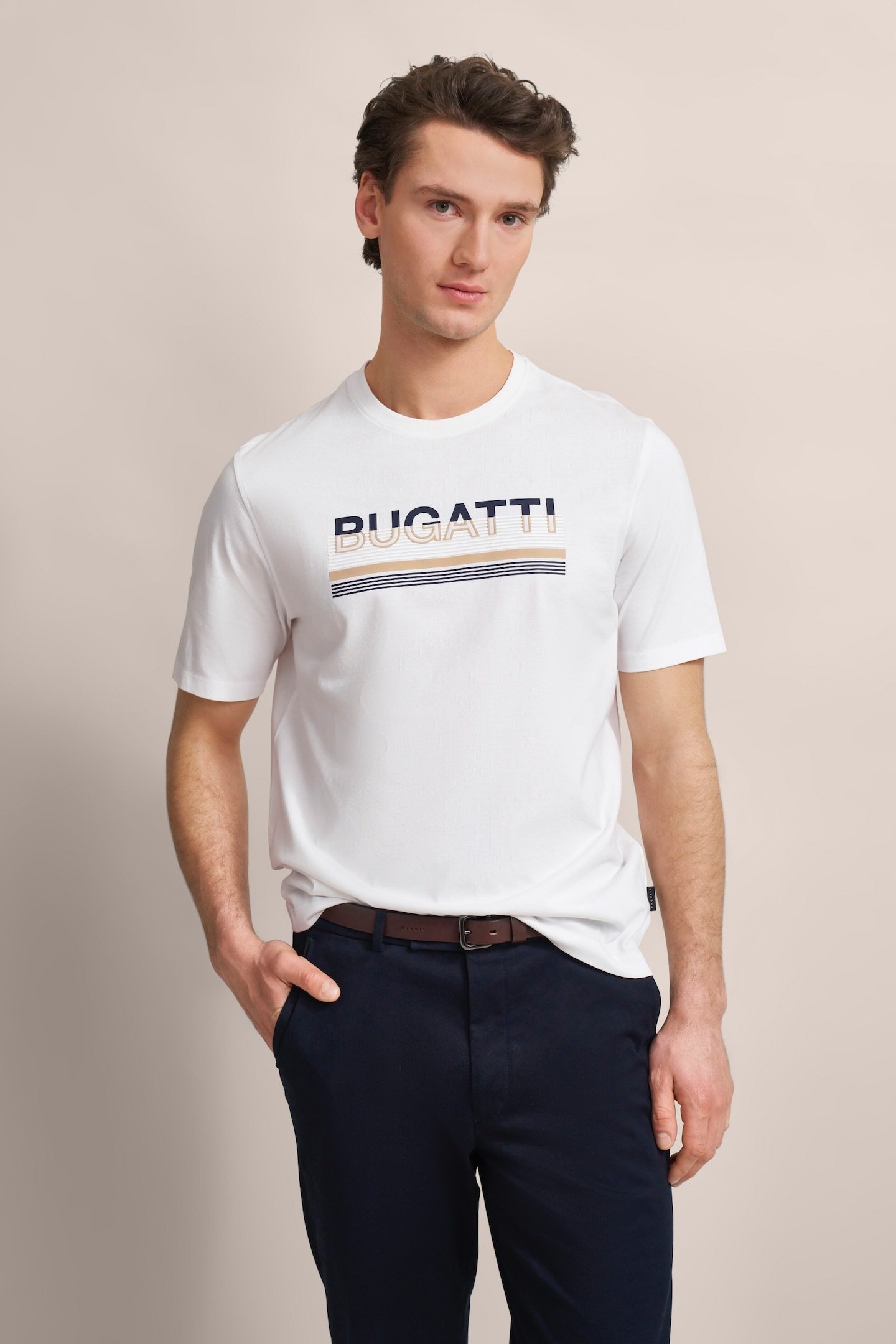 Bugatti Herren T-Shirt mit gummiertem Logo-Print