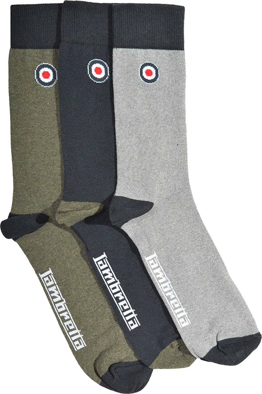 Lambretta - Socken für Herren (3er-Pack) (Grau/Marine/Khakigrau)
