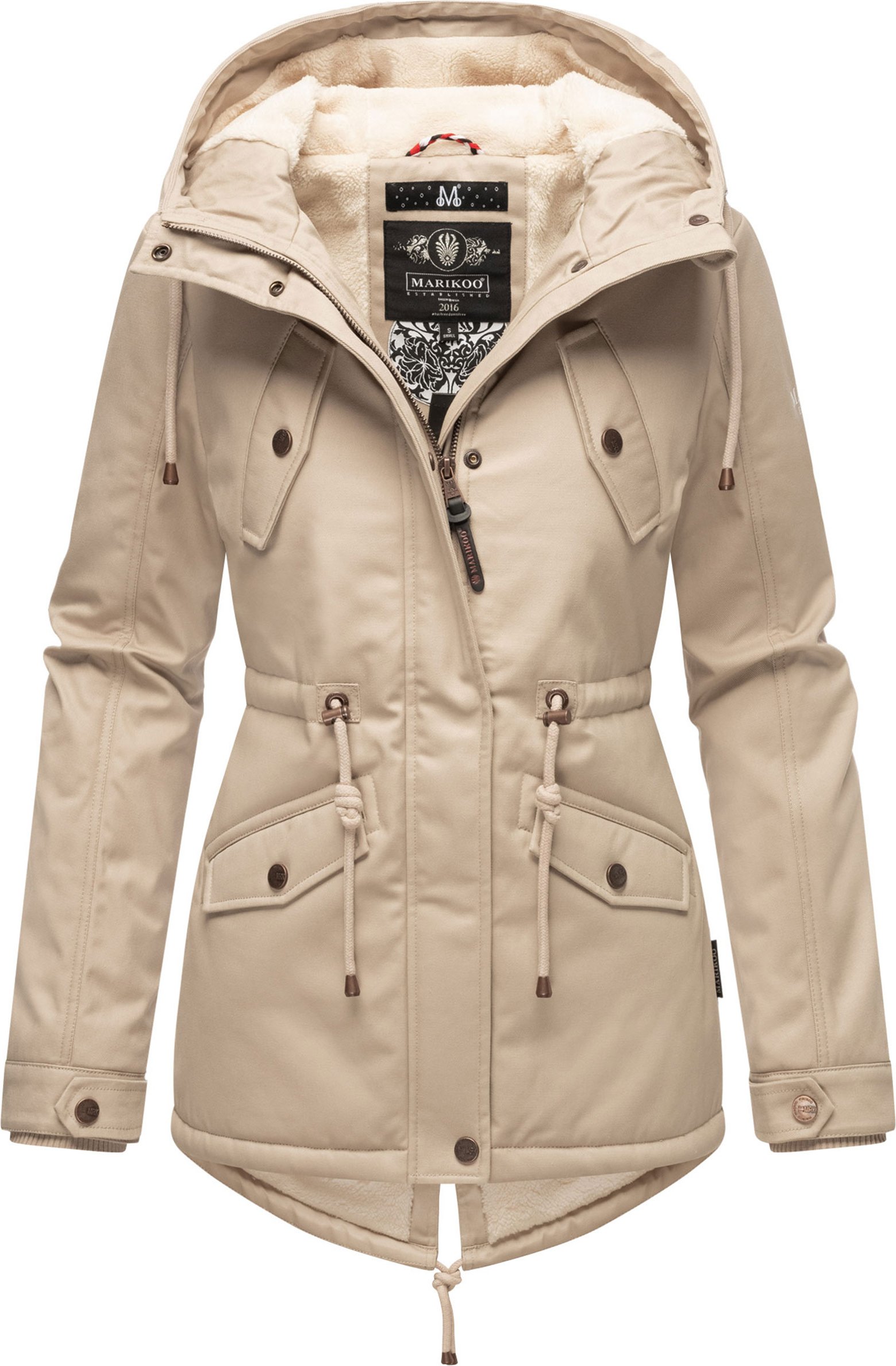 Marikoo Damen Winterjacke Manolya mit Teddyfellfutter & Baumwoll-Obermaterial