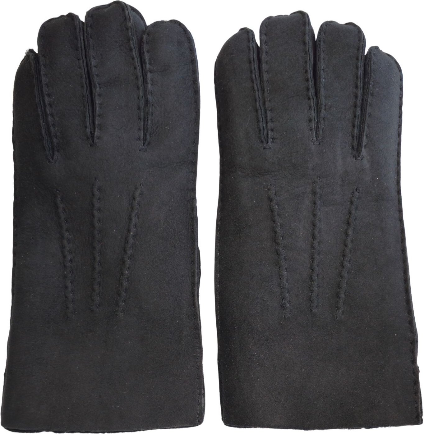 Schwarze Luxus-Handschuhe aus Wildleder und Schaffell für Herren