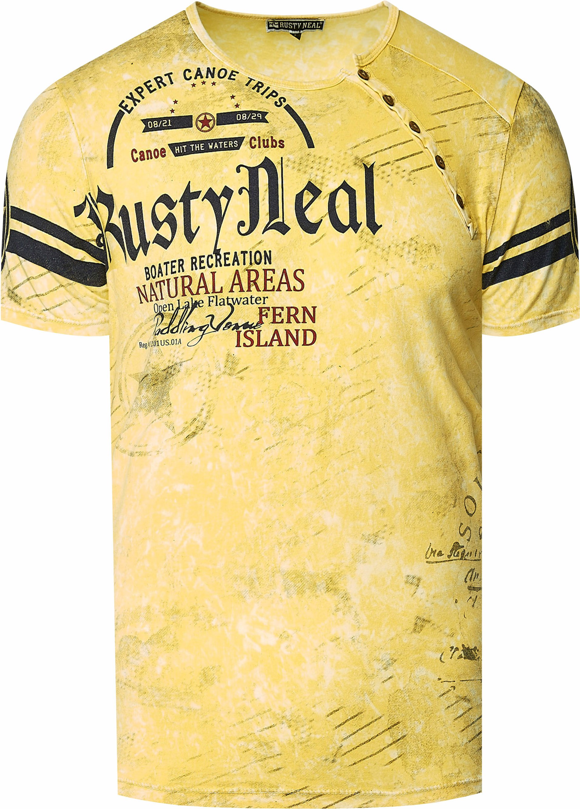 Thumbnail - T-Shirt mit Seitlicher Knopfleiste und Logo-Print