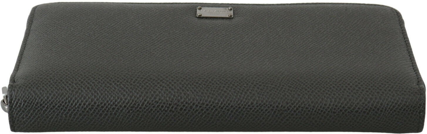 Dolce & Gabbana Grey Leather Zipper Continental Bill Carte Coin Men's Wallet