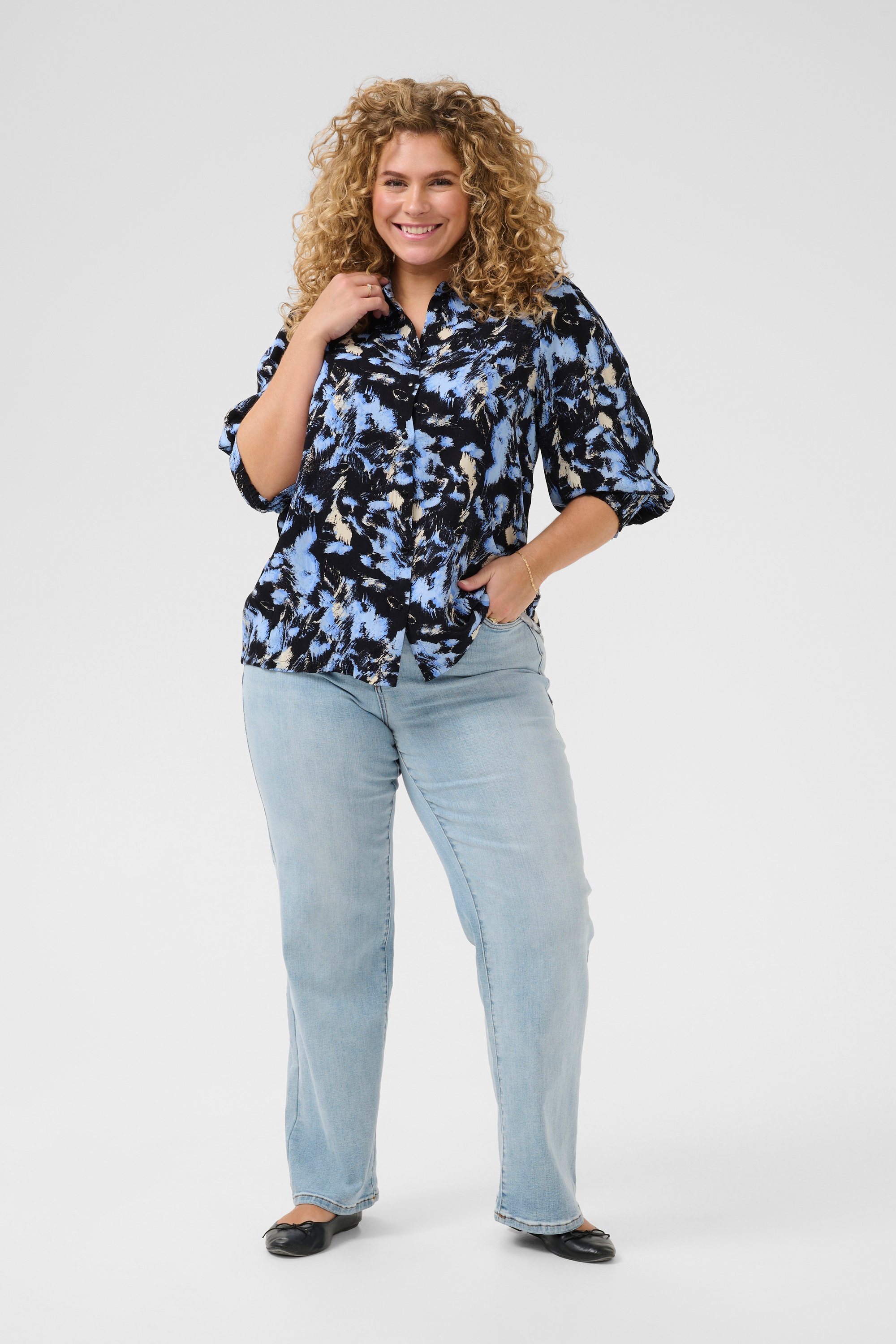 Langarm - Hemd Regular fit Black/Blue Graphic Strokes black blue