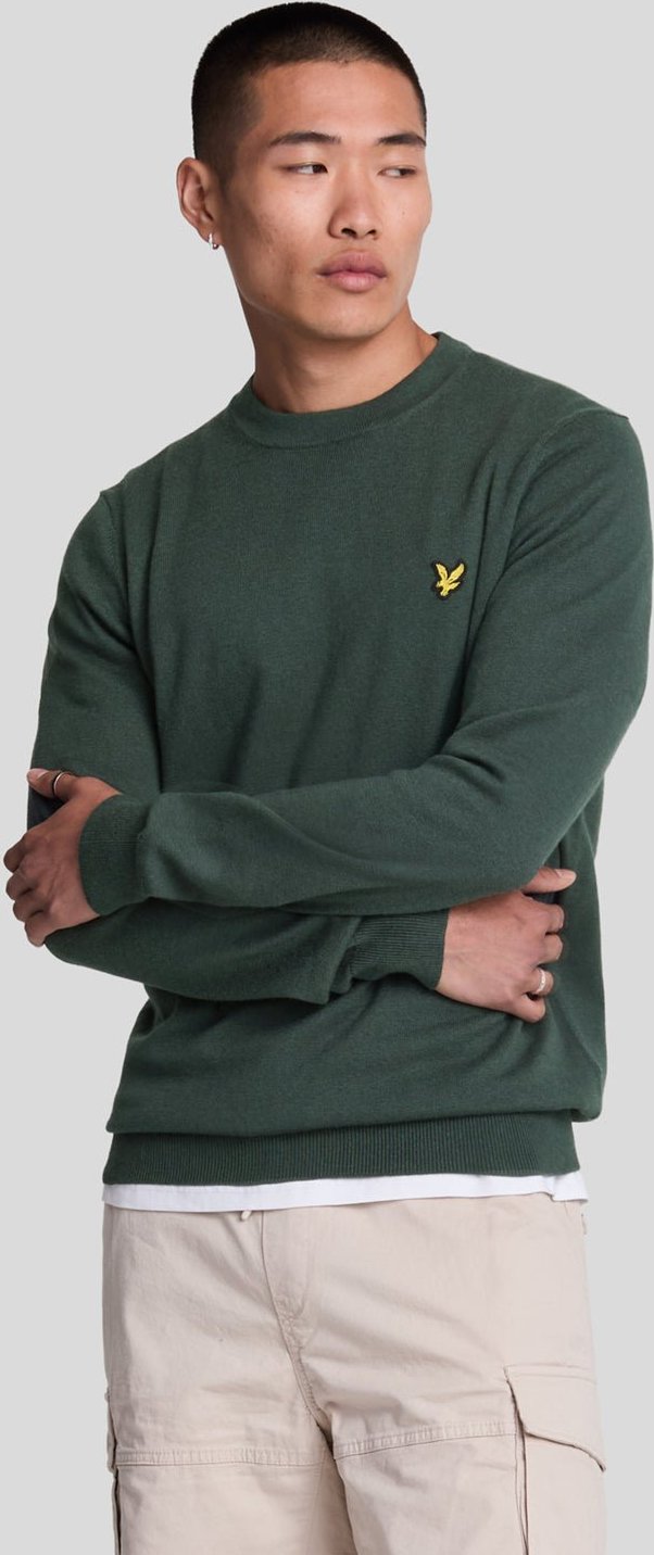 Lyle & Scott � Rundhalspullover aus Baumwollmerinowolle in Gr�n