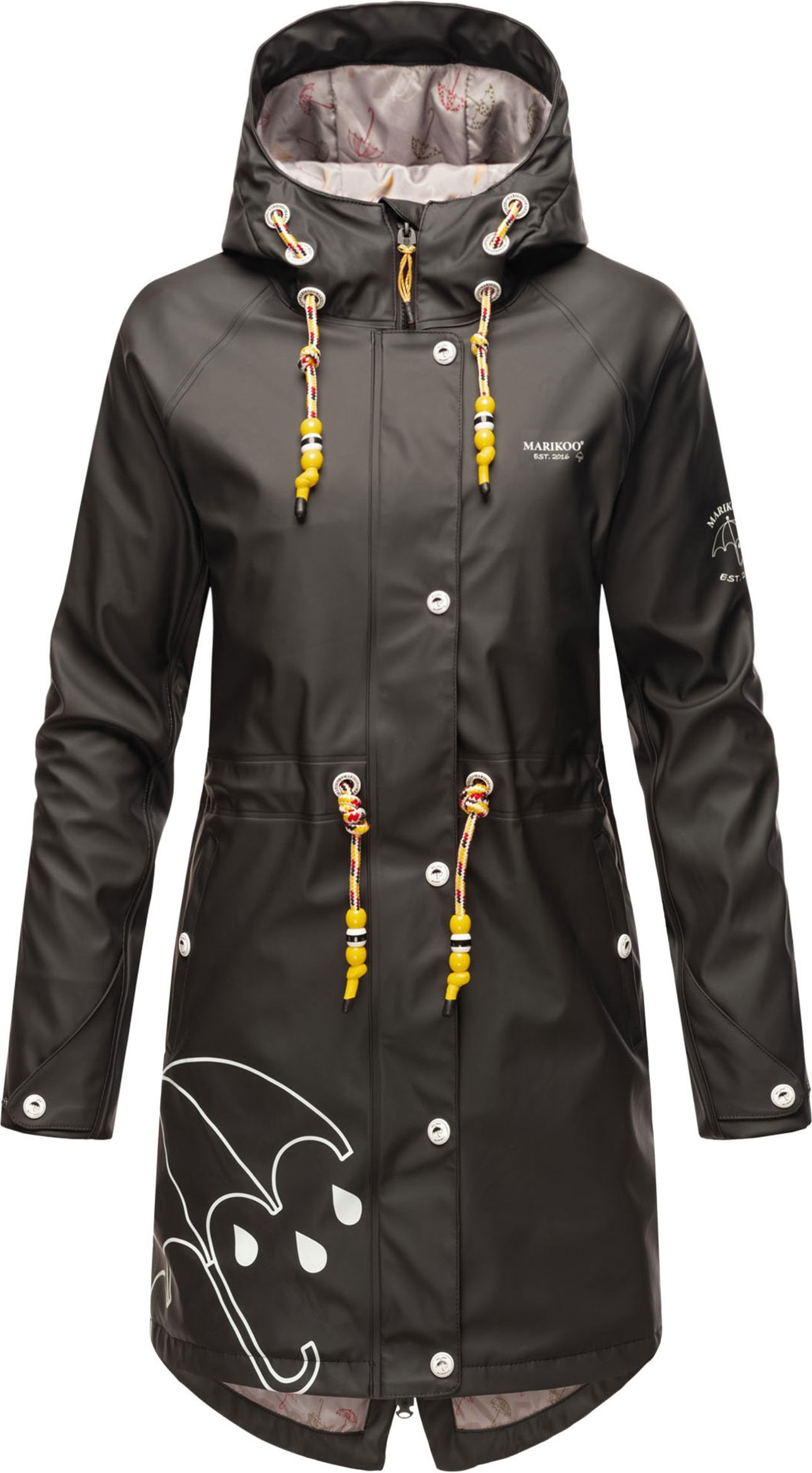 Marikoo Damen Regenjacke – Dancing Umbrella, wasserdicht mit Kapuze