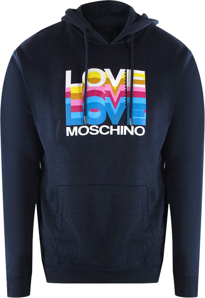 Love Moschino Multi Logo Navy Blue Hoodie