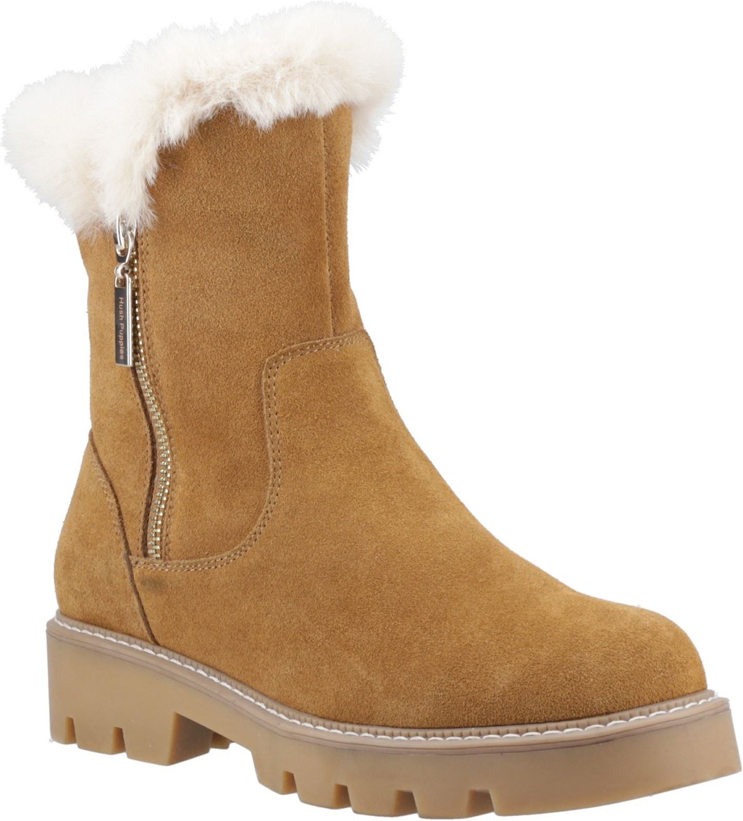 Thumbnail - Hush Puppies Ambre Wildleder Damen Winterstiefel in Tan, halbhoch