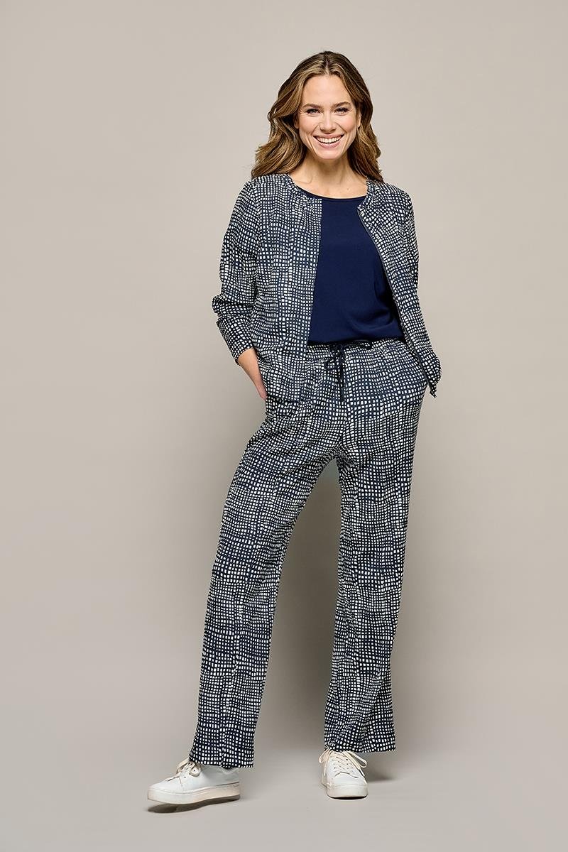 Vivian Print Jacke Marine / Weiß