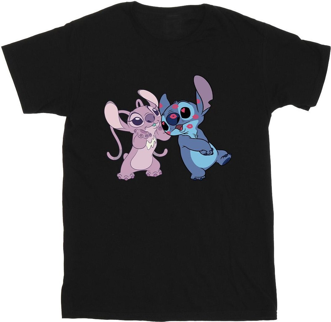 Disney - "Lilo & Stitch Kisses" T-Shirt für Mädchen (Schwarz)