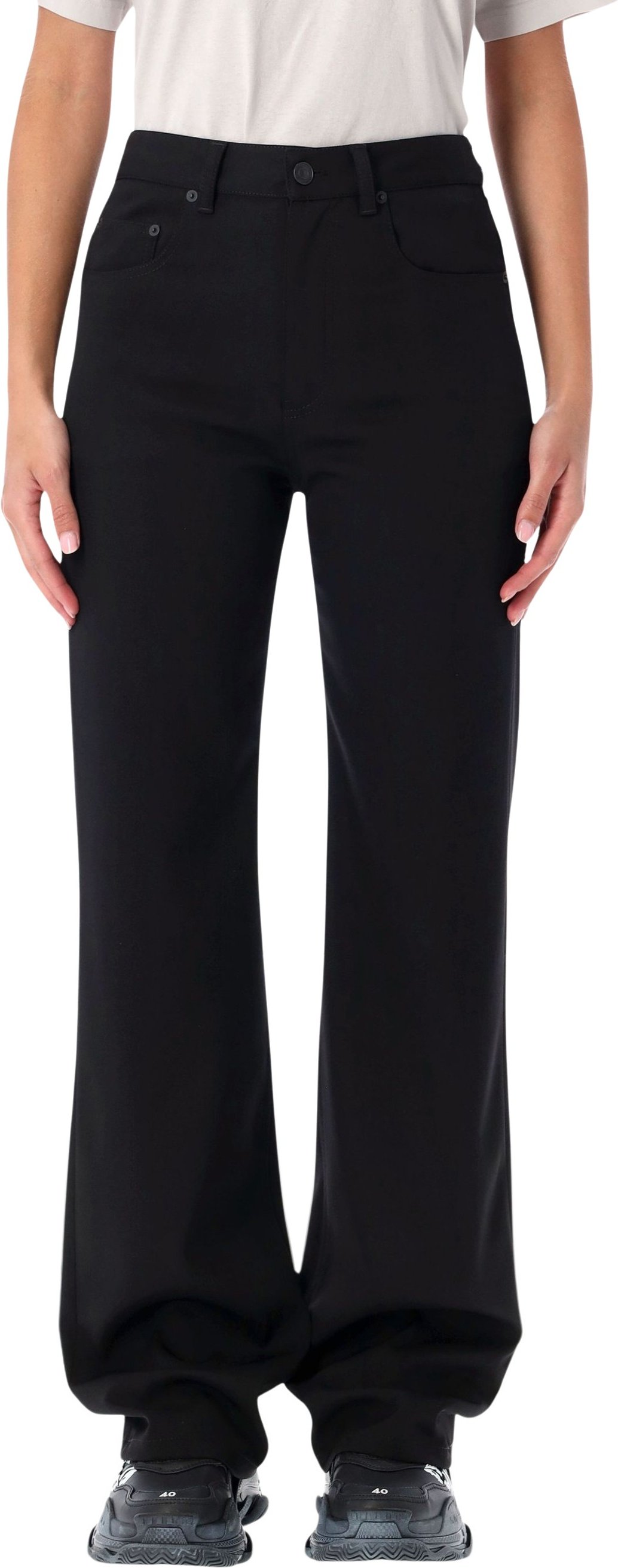 Balenciaga Schwarze Gerade Passform Maßanzug-Wollhose