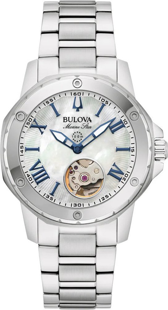 Bulova Marine Star Damen Silber Uhr 96L326