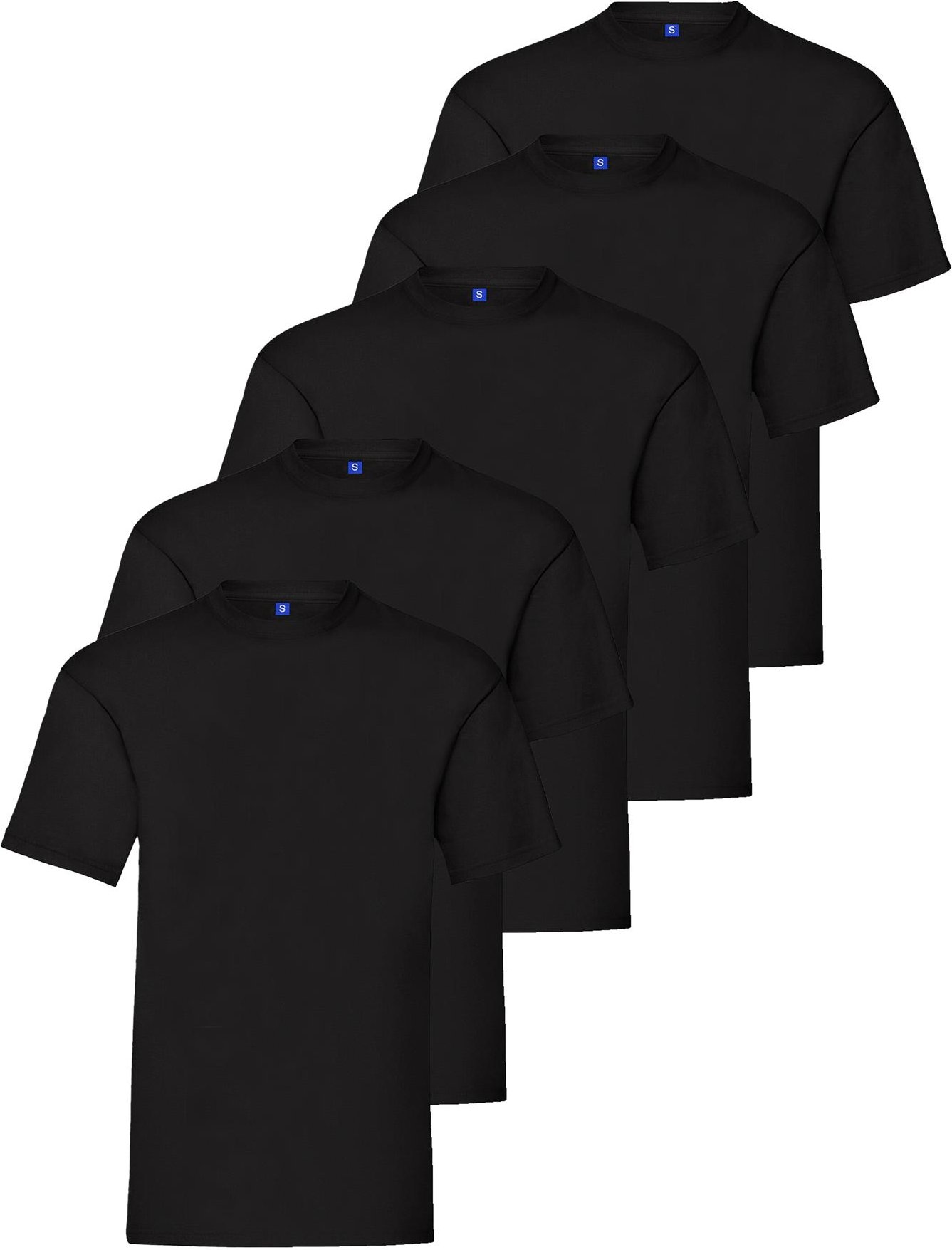 Thumbnail - Kruze | Mens Crew Neck T-Shirts (5er Pack) - Schwarz