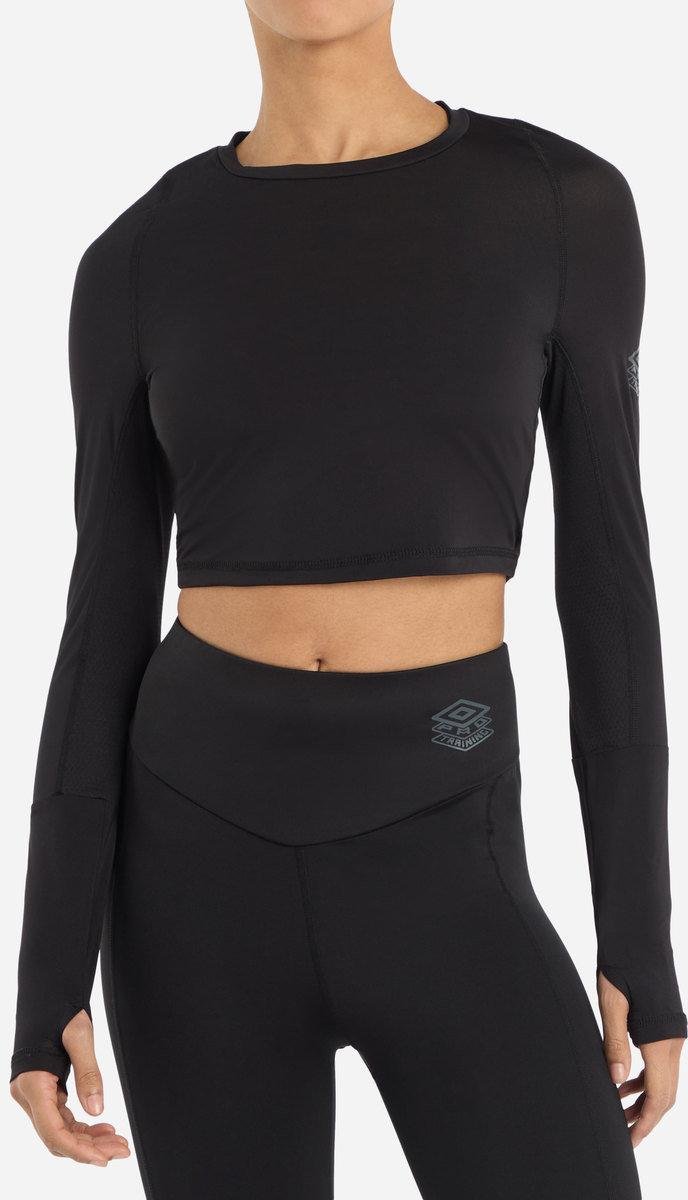 Umbro - "Pro" Kurzes Top für Damen - Training Langärmlig (Schwarz)