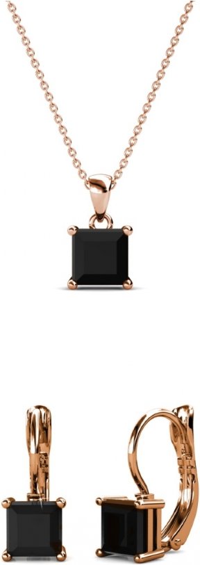 Parure et Coffret Square - Or Rosé et Noir
