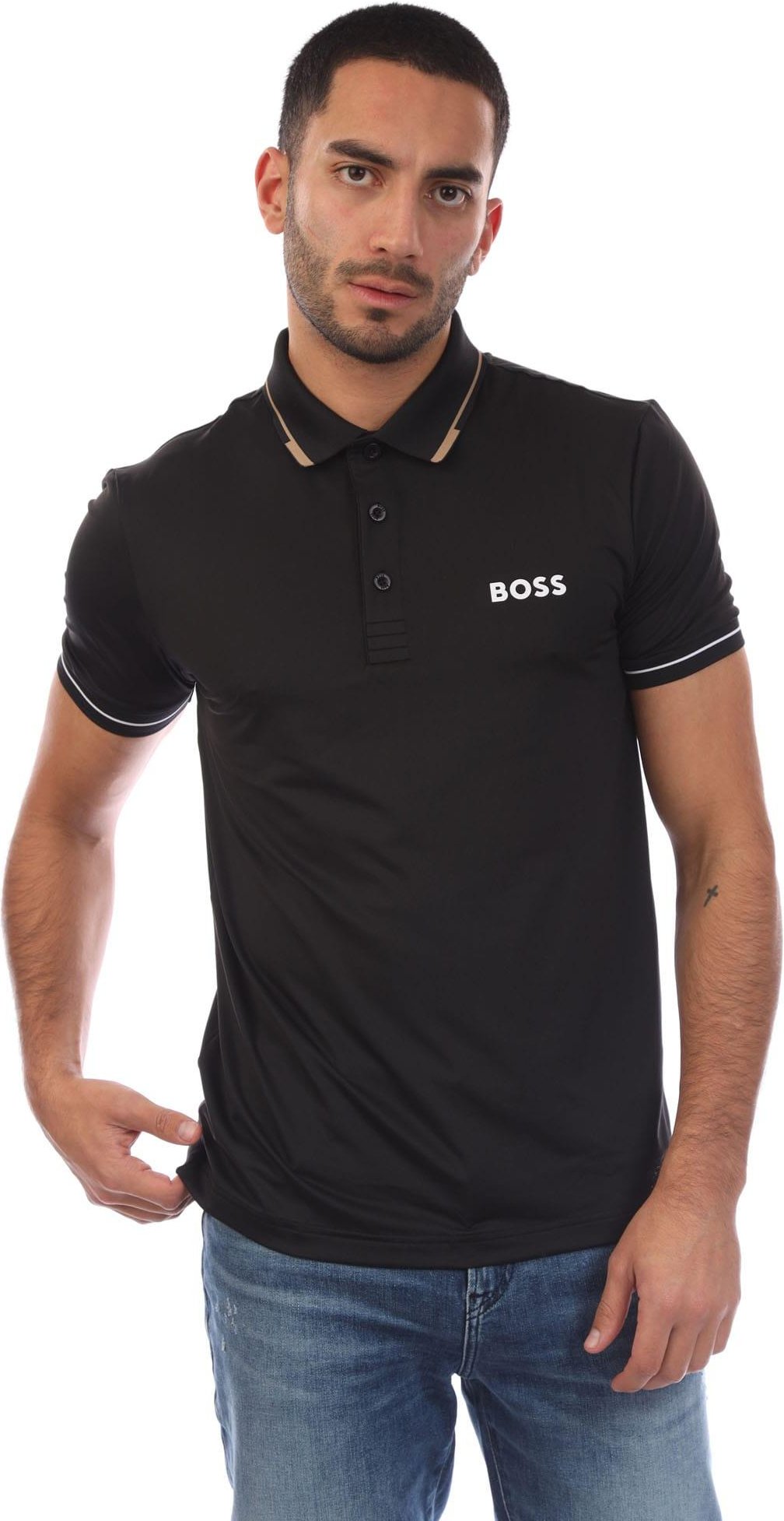 Boss - Poloshirt für Herren, 4-fache Dehnrichtung (Schwarz)