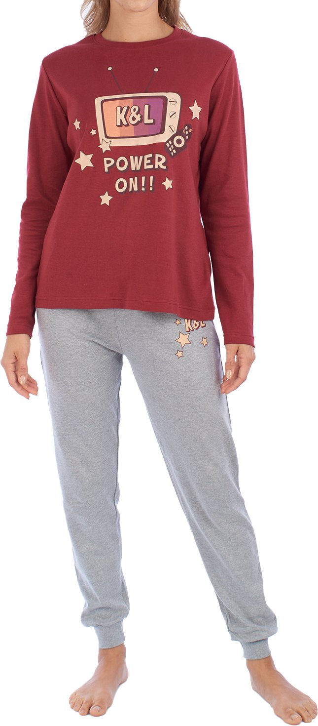 KLP1 Damen-Winterpyjama mit langen Ärmeln