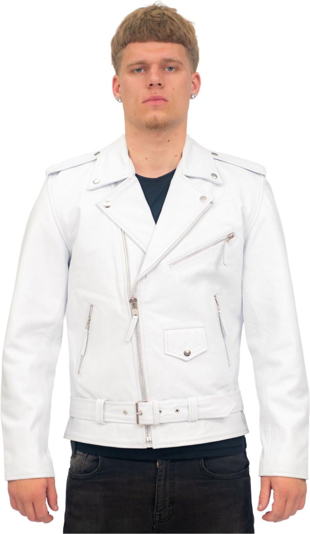 Schwarze Brando-Jacke aus Rindsleder für Herren – Venedig