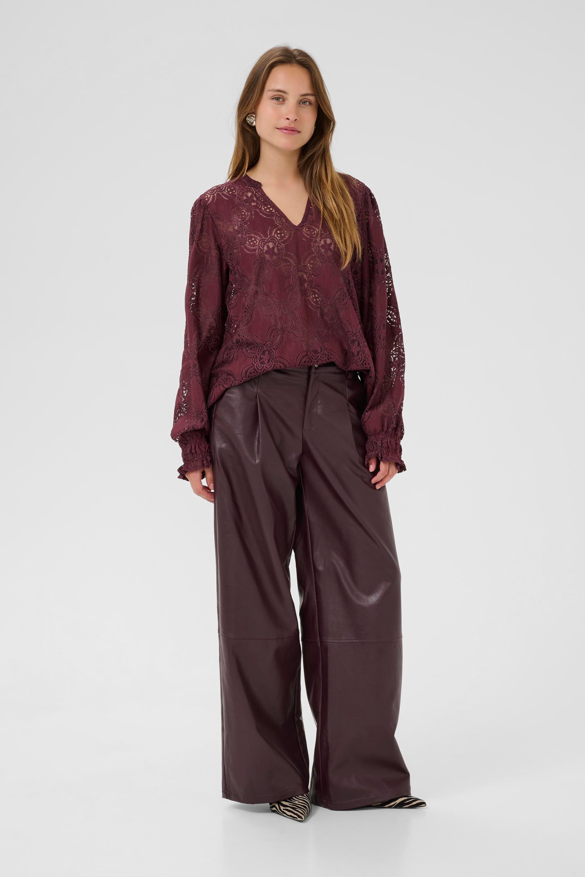 Langarm-Bluse CUolu Relaxed fit burgundy