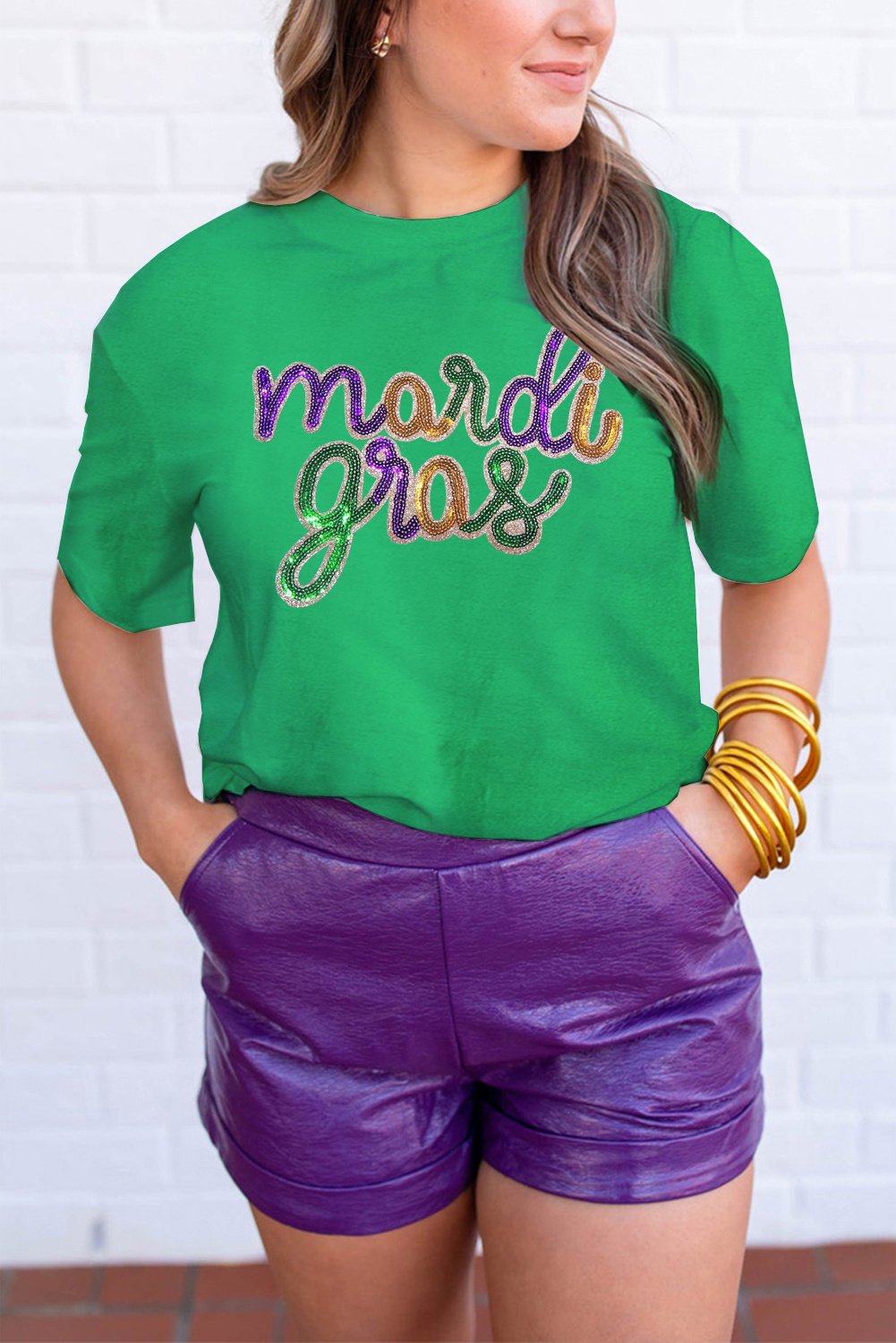 Mardi Gras Pailletten T-Shirt im Relaxed Fit