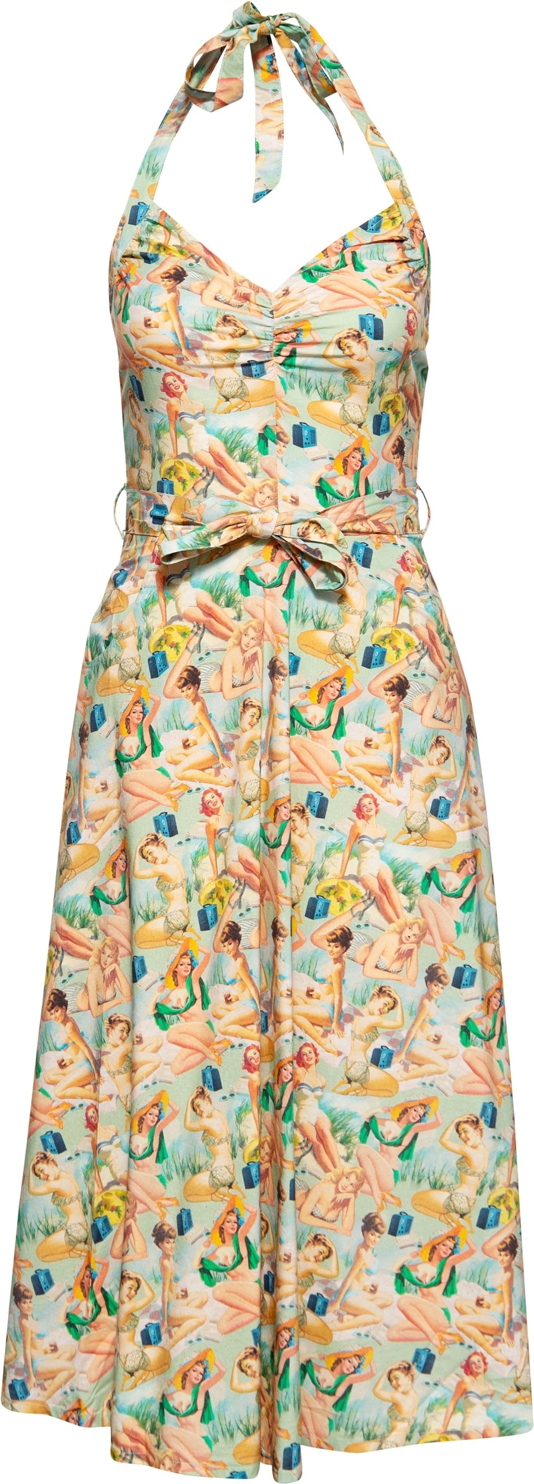 Queen Kerosin Damen Neckholder Pencil Kleid Mehrfarbig