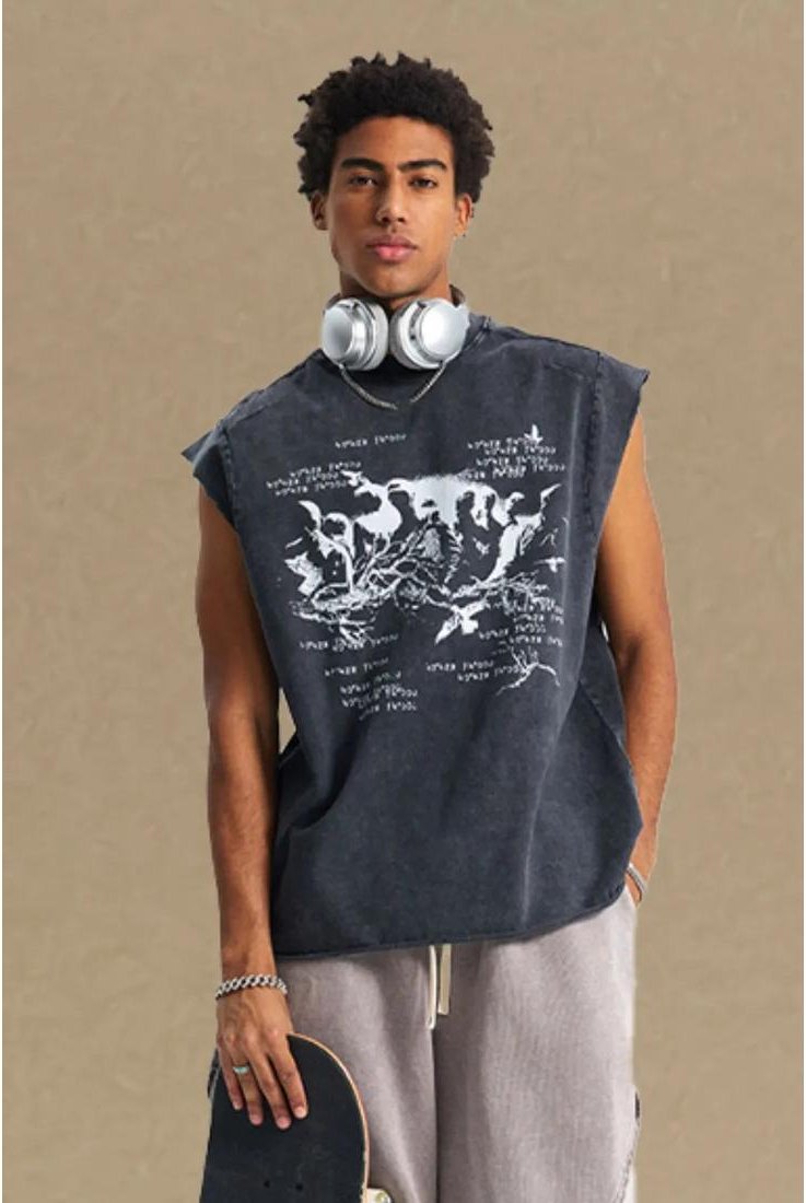 Herren Rundhals Grafik Tanktop