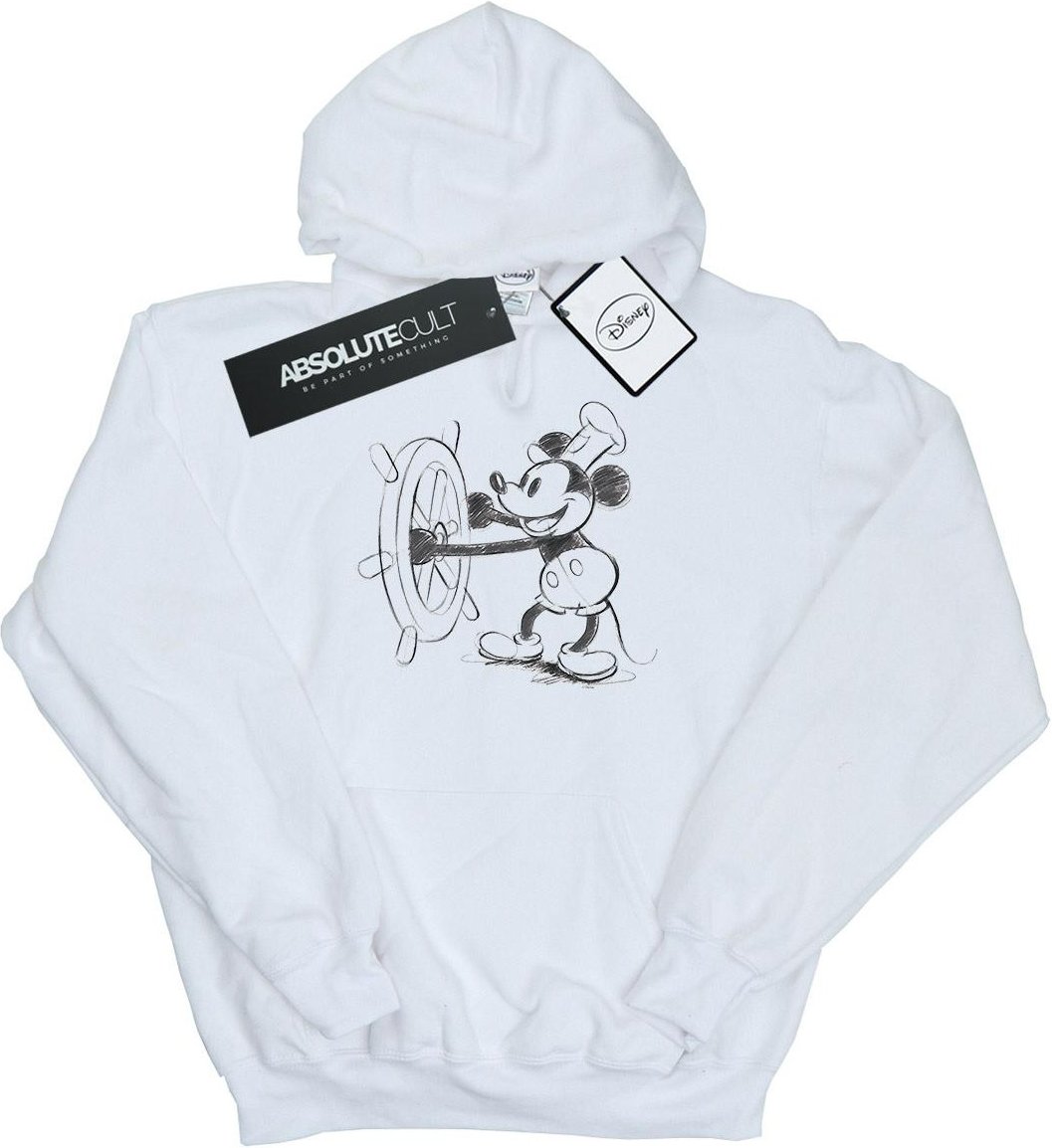 Disney - "Mickey Mouse Steamboat Sketch" Kapuzenpullover für Herren (Weiß)