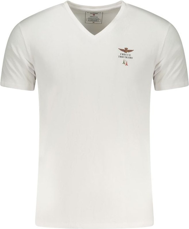 Aeronautica Militare Weißes Baumwoll Herrenunterwäsche T-Shirt