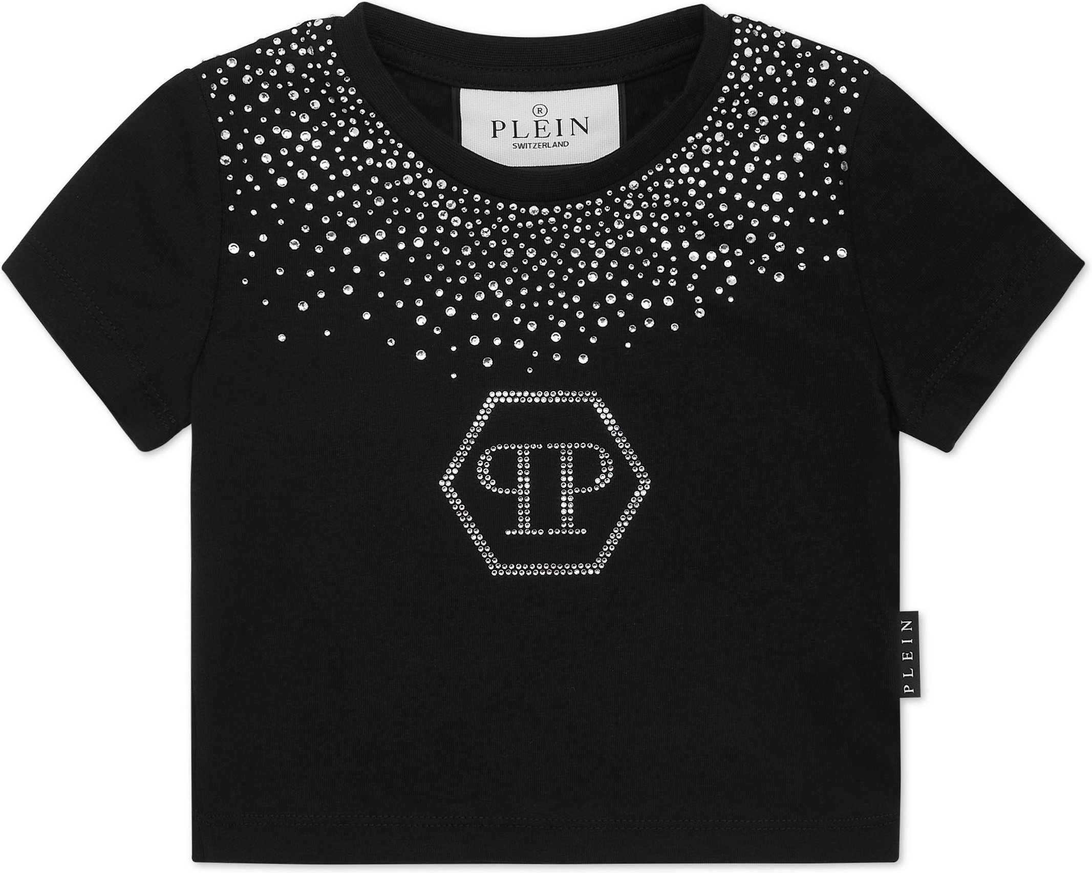 Cropped T-Shirt Strass Round Neck Ss Hexagon