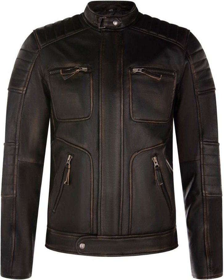 Herren-Vintage-Leder-Retro-Bikerjacke – Mailand