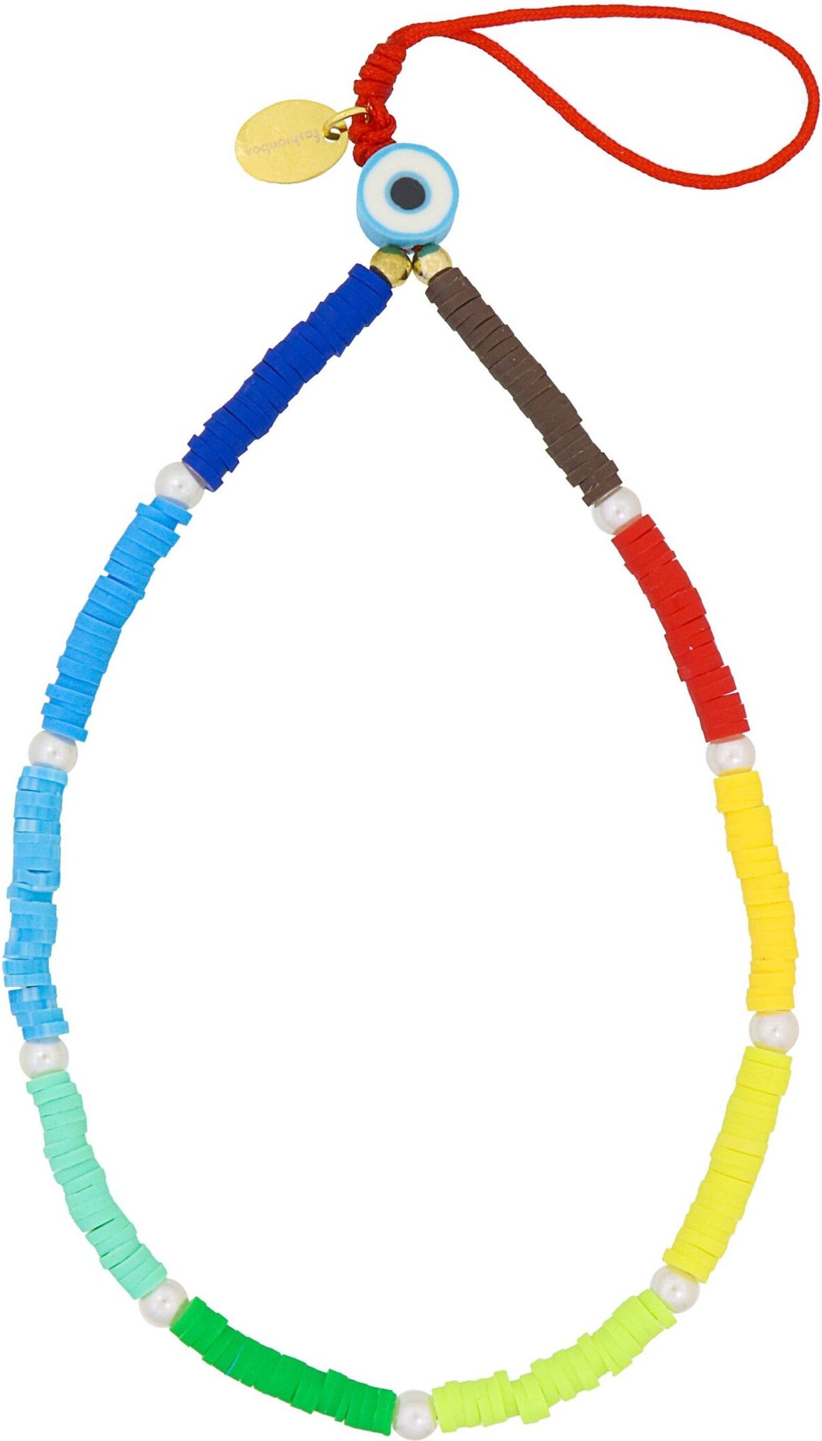 Fashionbox Armband mit Vinylplättchen Regenbogen-Farben 1 rundes Element