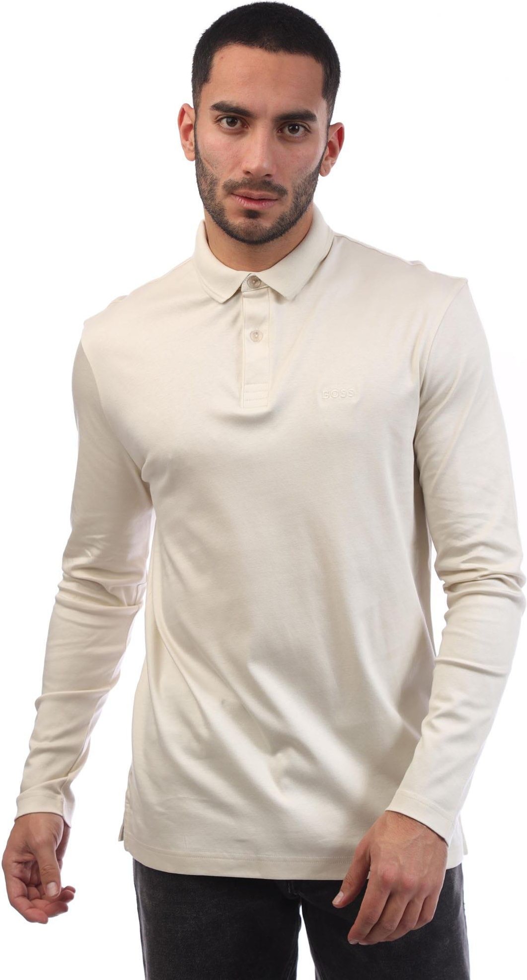 Boss - "Pirol" Poloshirt für Herren, Langärmlig (Weiß)