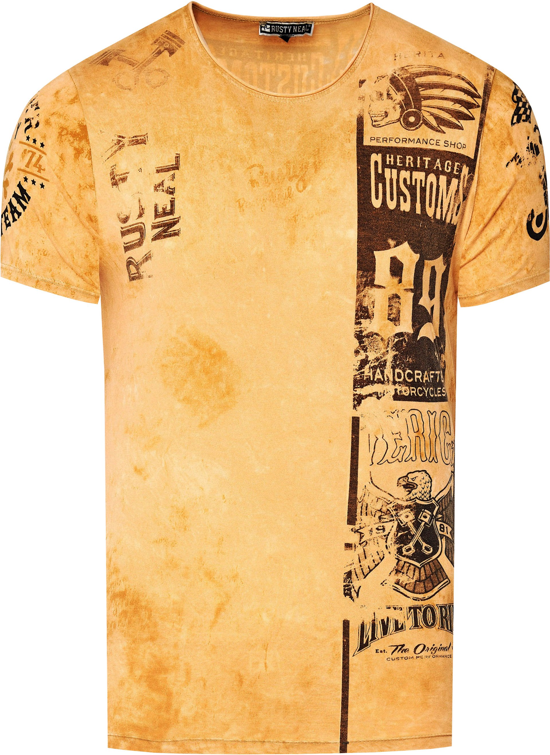 Washed Biker T-Shirt mit Front & Back Prints