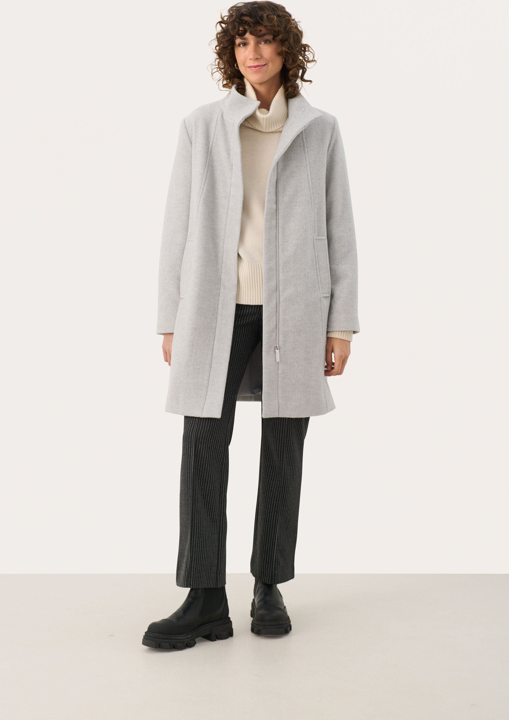 Jacke Gerade Passform Light Grey Melange light grey