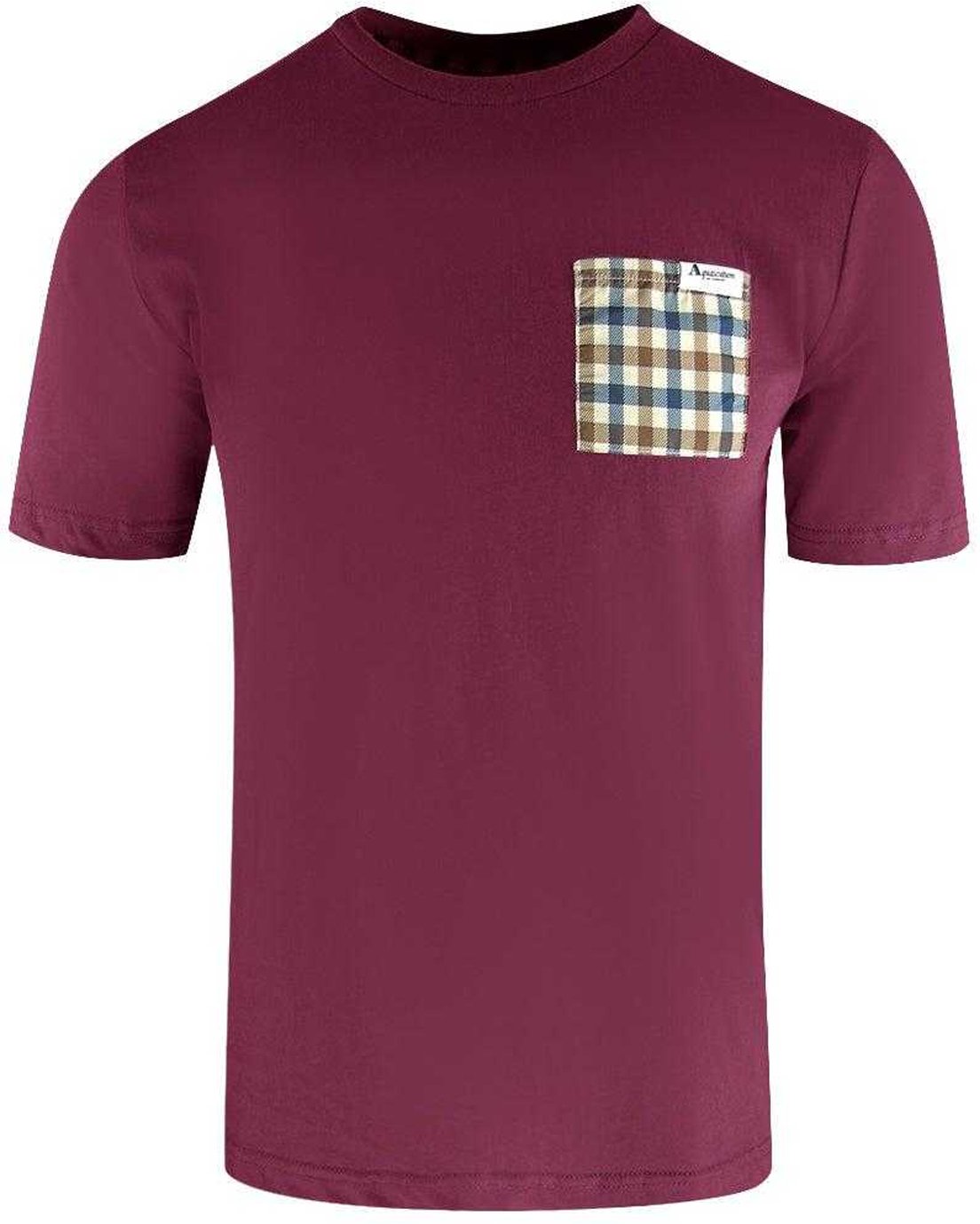 Thumbnail - Aquascutum - T-Shirt für Herren, Brusttasche, Aktiv (Burgunderrot)