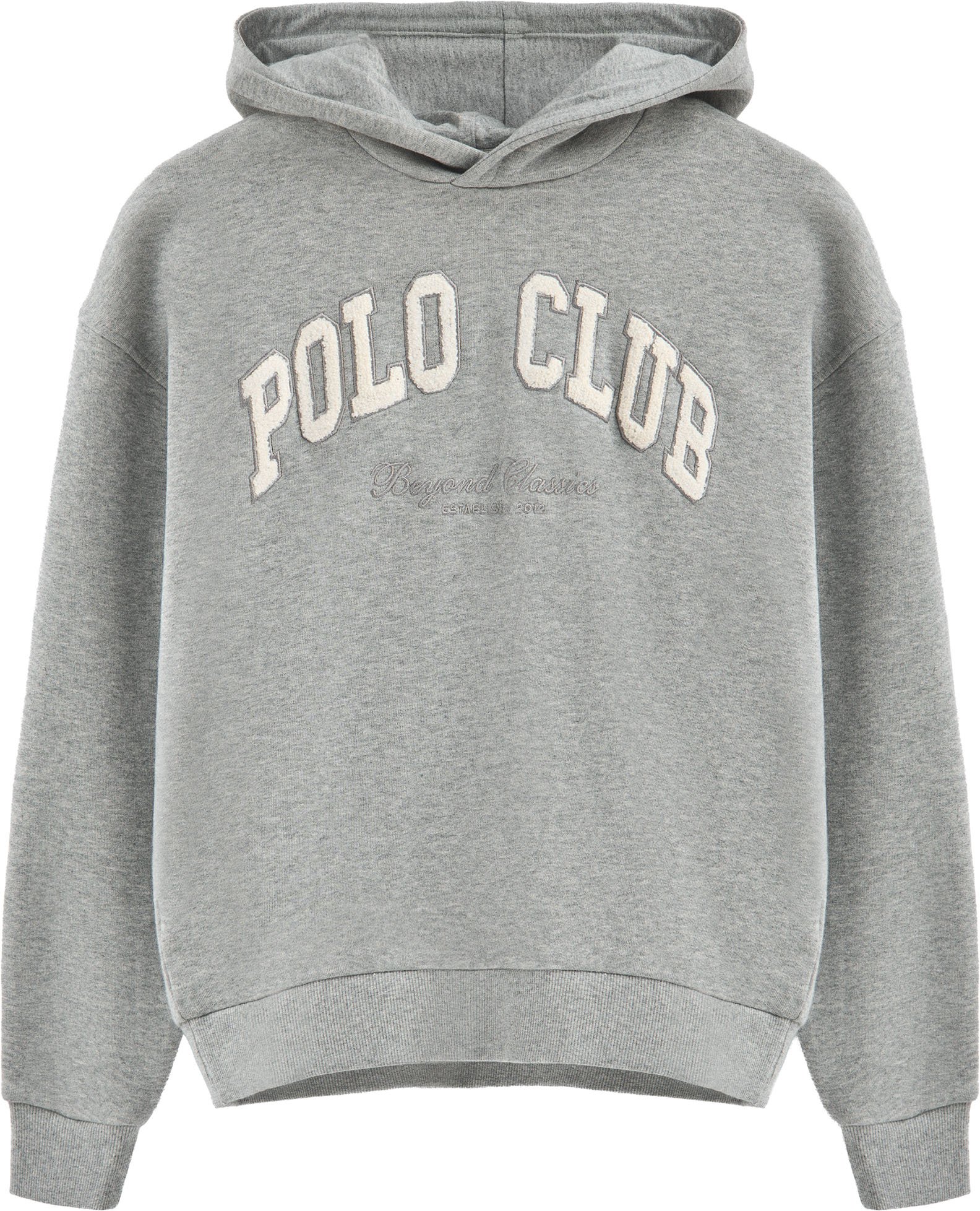 Sweatshirt grau meliert mit Kapuze und Logo Established 2012 Polo Club