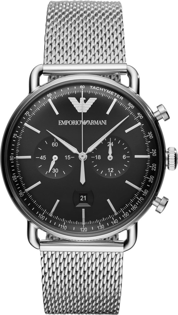 Herrenuhr der Marke Emporio Armani in der Farbe silber. Das Gehäuse hat einen Durchmesser von 43 mm. Marke: Emporio Arm...