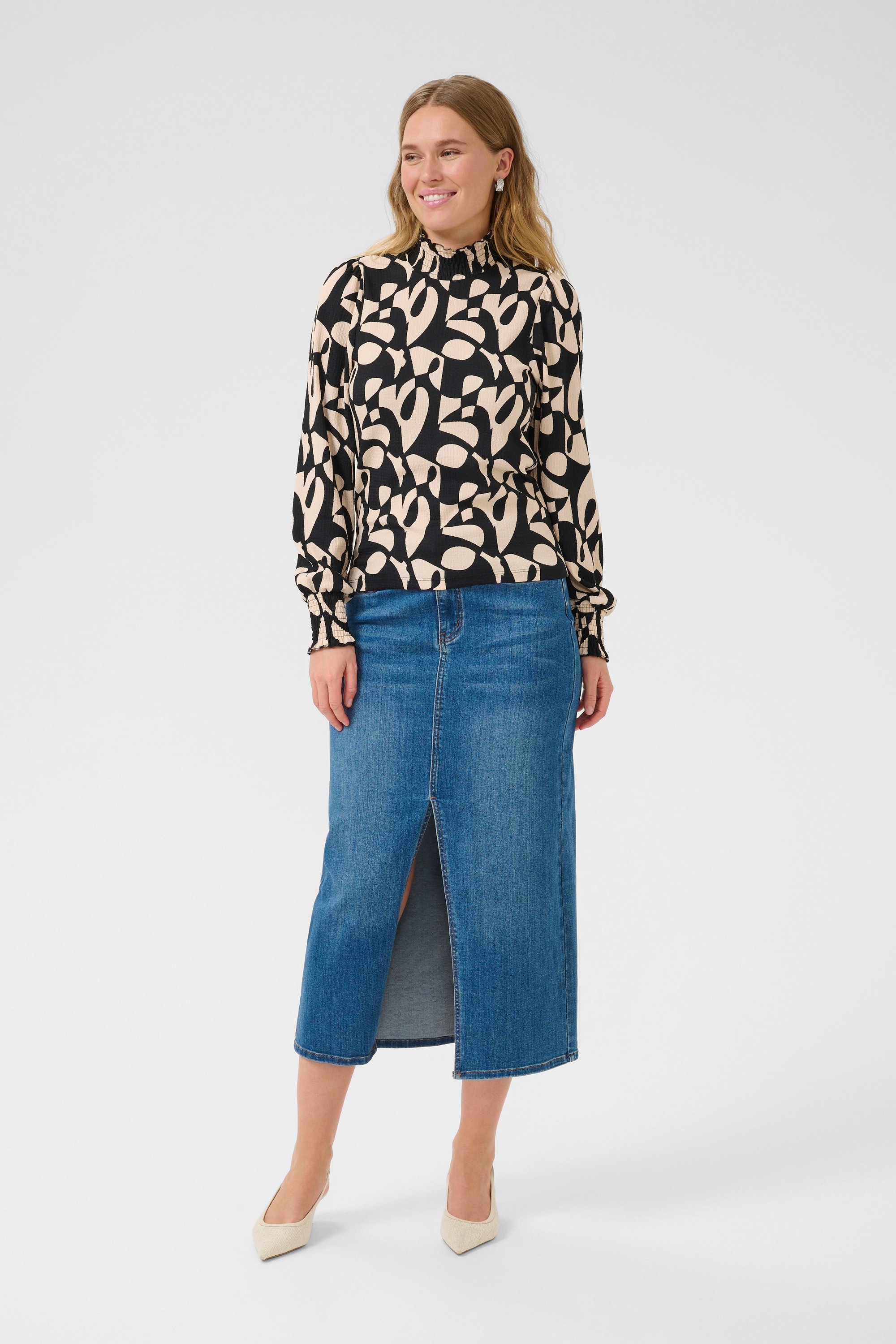 Thumbnail - Langarm-Bluse Regular fit Black Contrast Blocks black