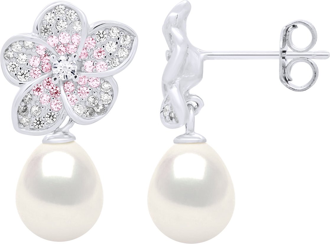 Ohrringe - Schmuck Silber - Echte Süßwasser-Zuchtperlen Birne 9-10 mm