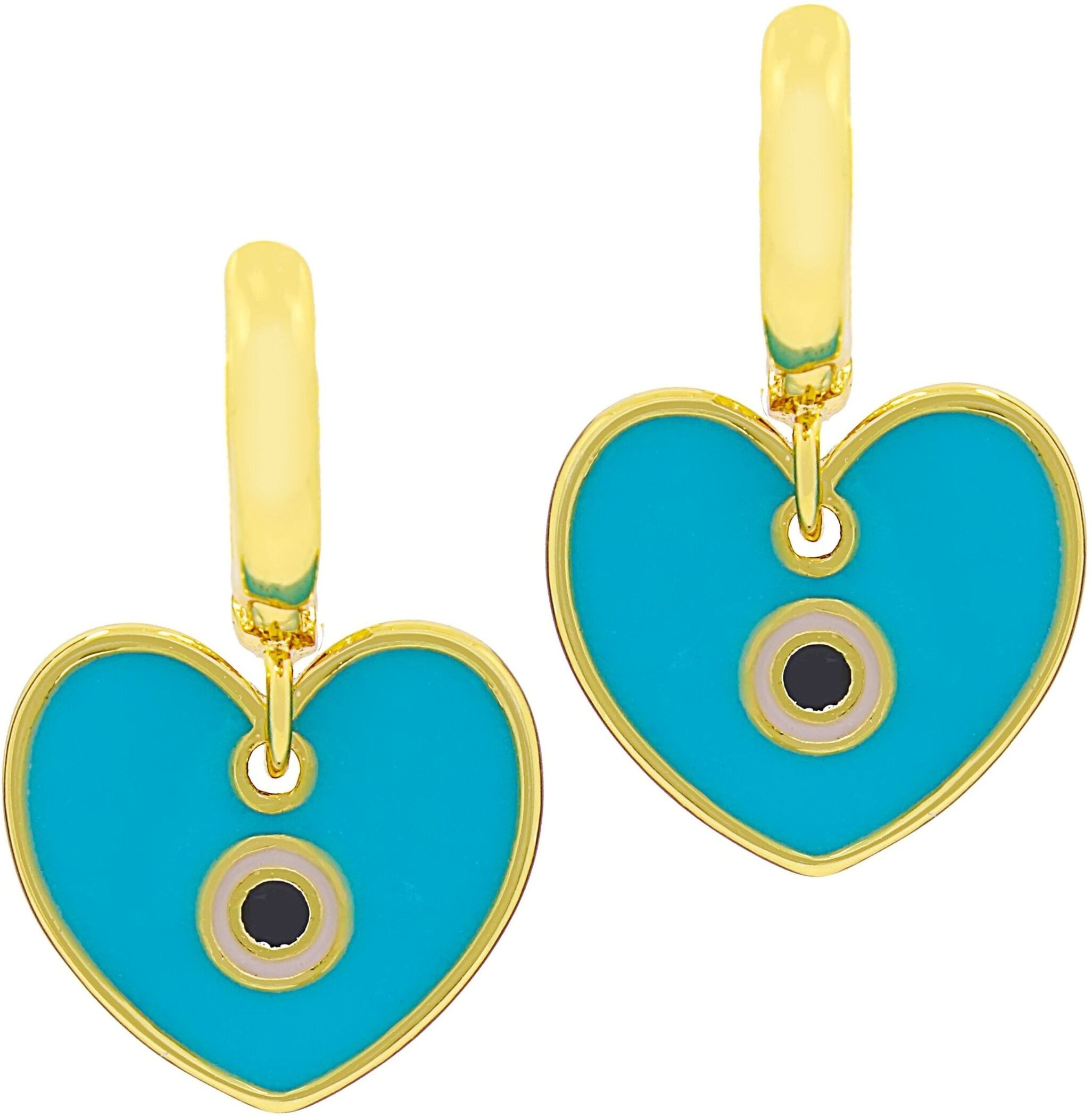 Fashionbox Klappcreolen vergoldet mit Herz türkis