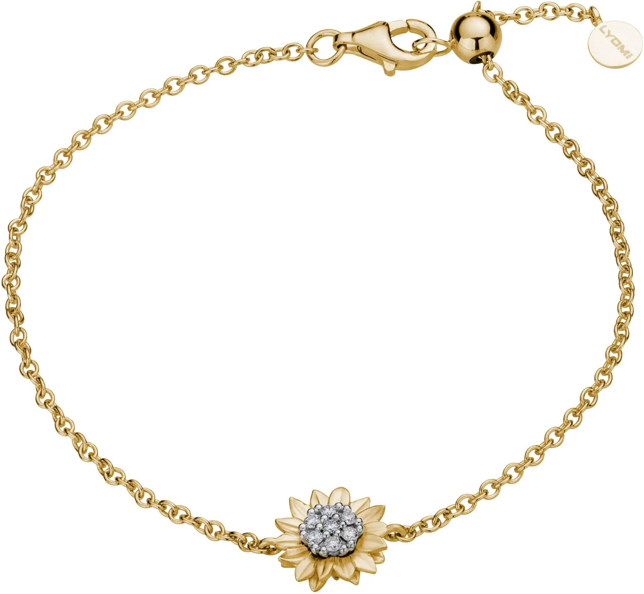 Lyomi Armband 585/- GG/WG Sonnenblume 7 synth. Diam. 0,10ct.