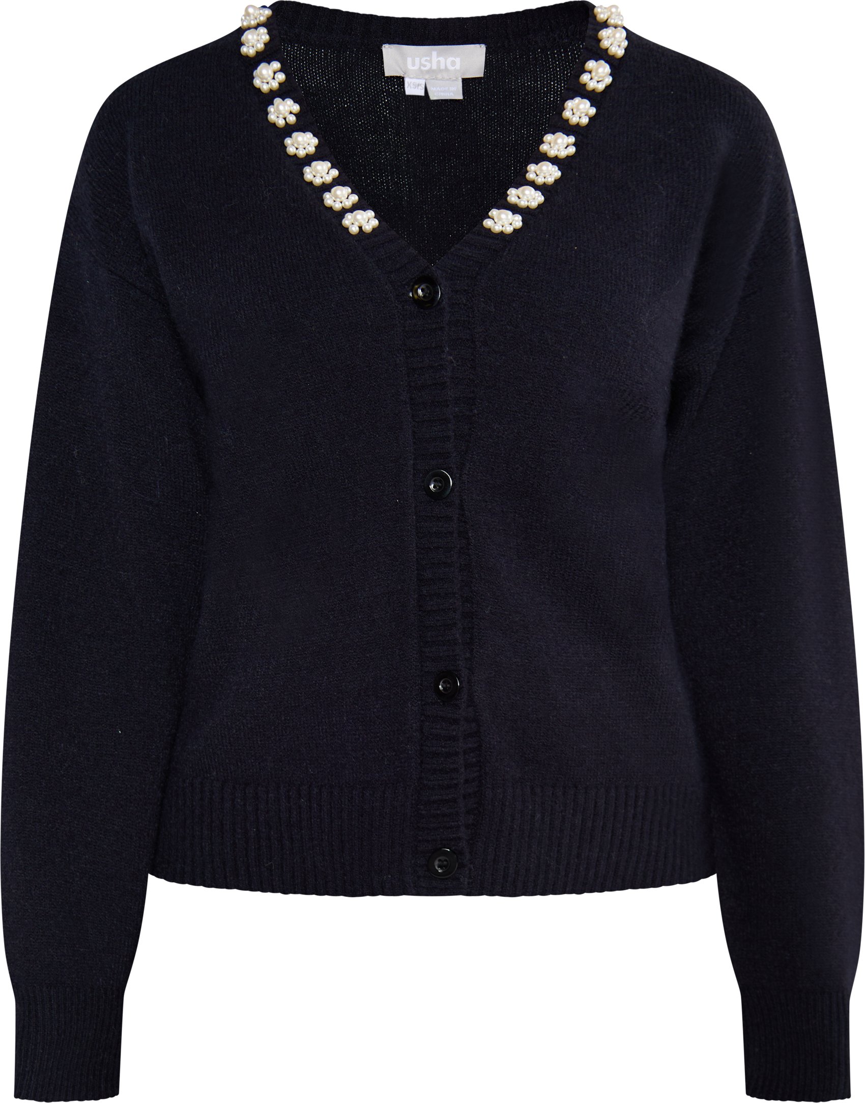 usha Strickjacke mit Perlen Damen schwarz