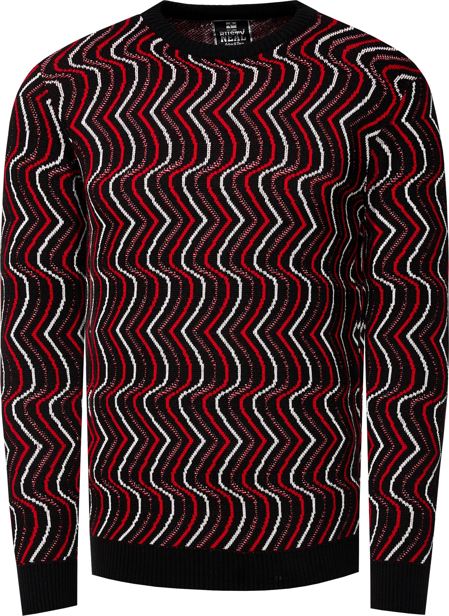 80er-Design Feinstrick Rundhals-Pullover