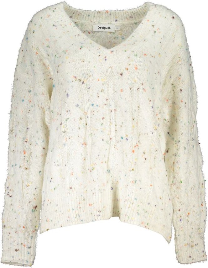 Gepunkteter Strick-V-Ausschnitt-Pullover