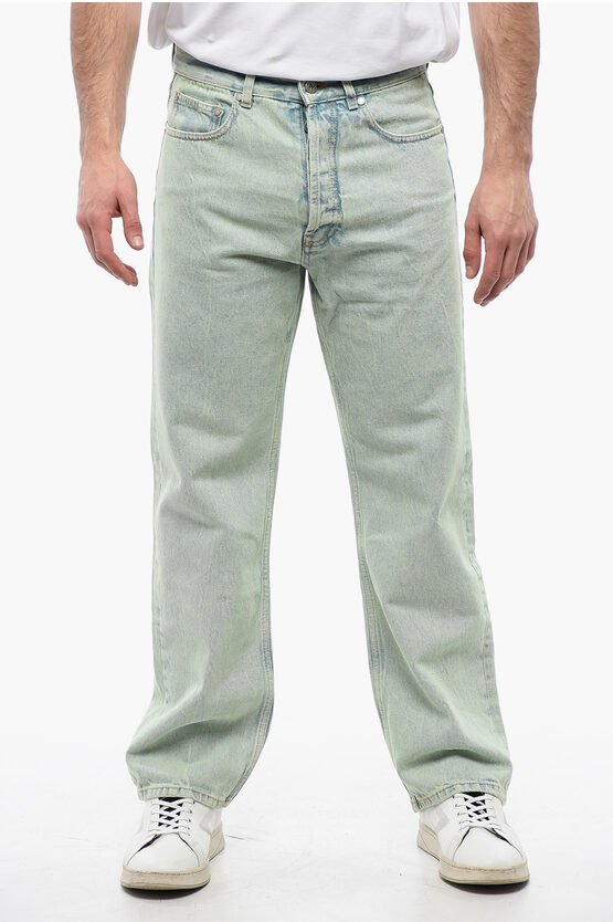 Straight Fit OVERDYE LOGO Jeans mit Gürtelschlaufen 24cm in Hellblau