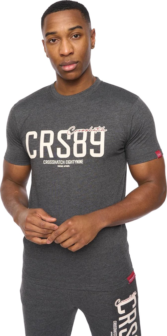 Crosshatch - "Ellsworth" T-Shirt für Herren (Holzkohle-Mergel)