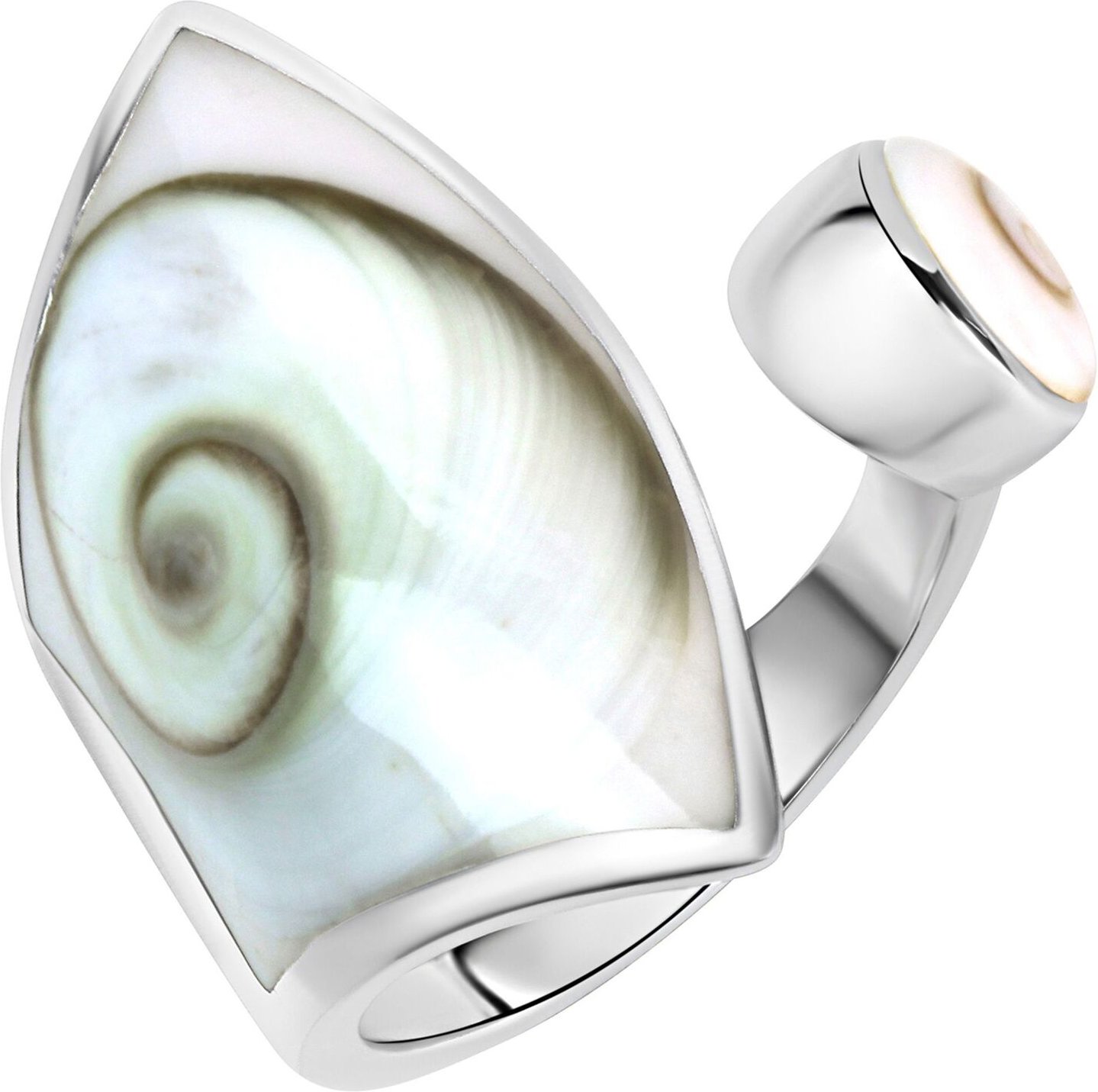Zeeme Pearls Ring Silber 925 mit weißer Muschel 28mm breit