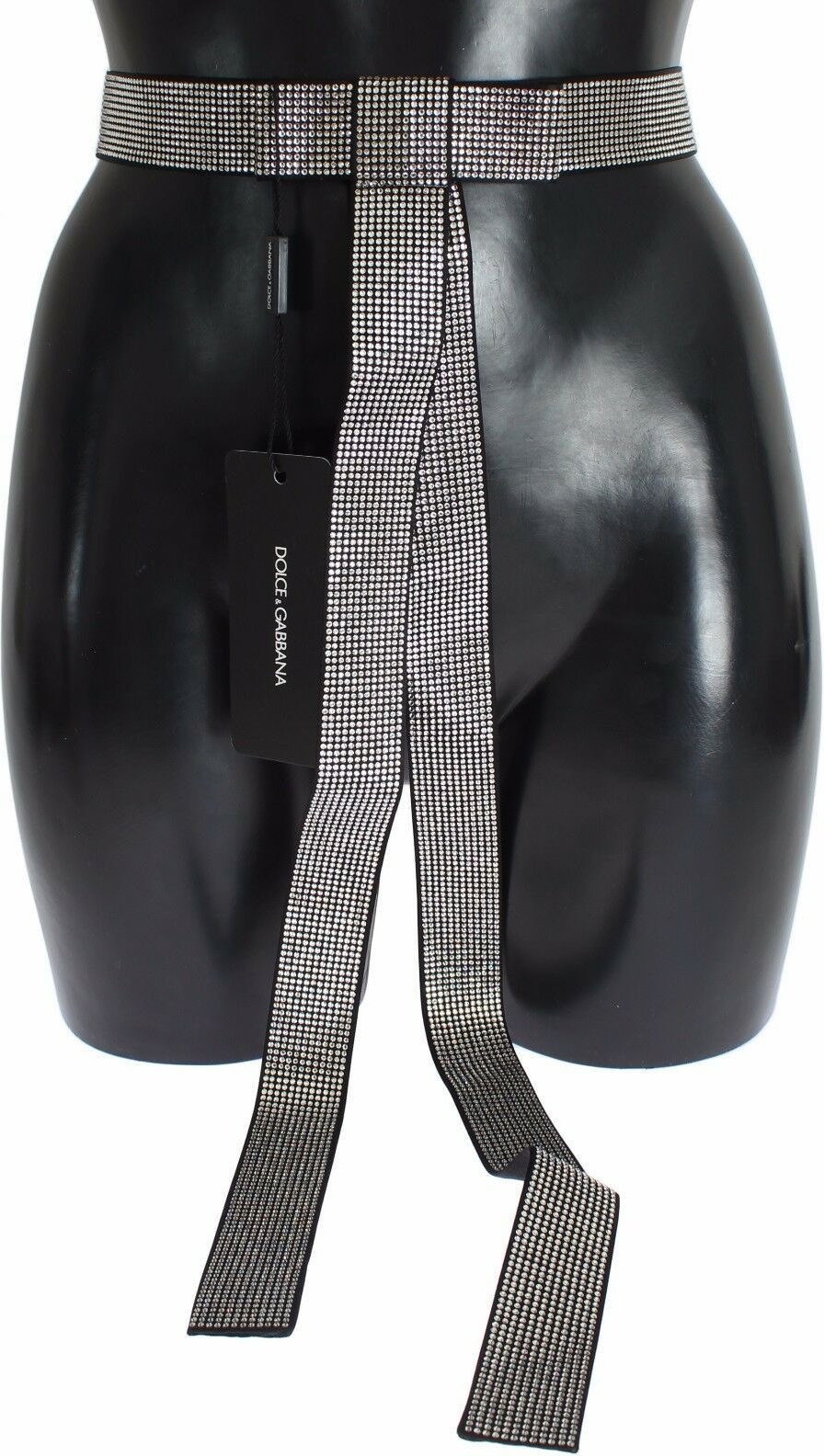 Dolce & Gabbana Schwarz Seiden Kristall Schleifen Taillengürtel Herren Eleganz