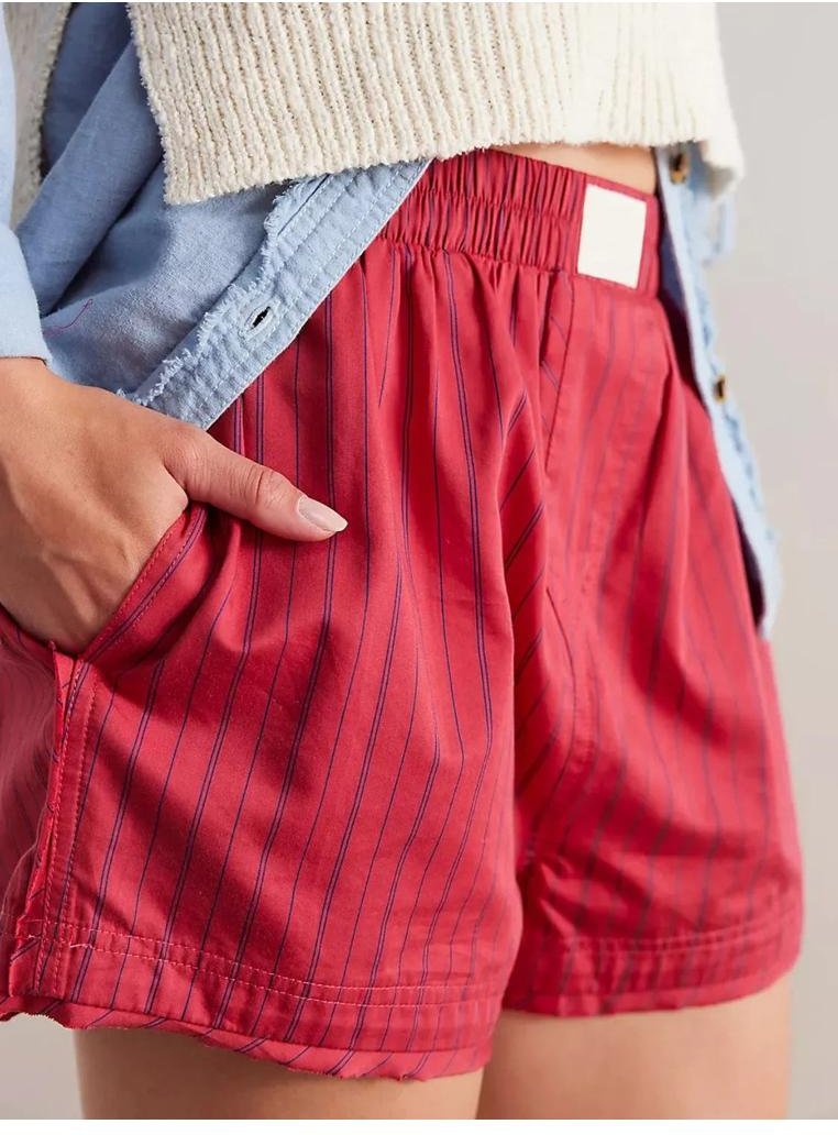 Damen gestreifte Shorts mit elastischem Bund