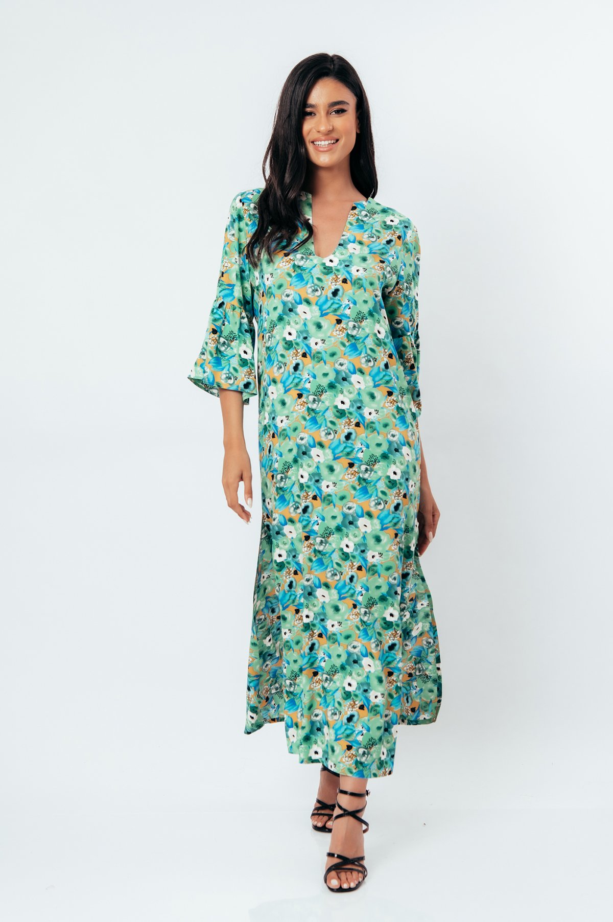 Florales Maxikleid im Kaftan-Stil